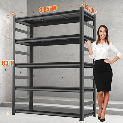 Adjustable 5-Tier Garage Shelving, Heavy Duty Steel Storage Rack, High Load - Image 3