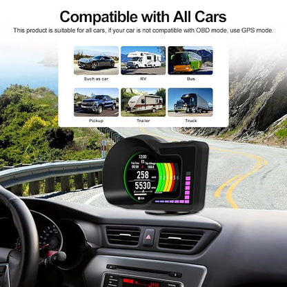 Head Up Display HUD F16 with OBD2 + GPS Dual System Digtial Speedometer - Image 6