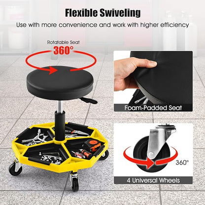 IRONMAX Rolling Mechanic Stool, Adjustable Shop Stool Creeper Seat - Image 5