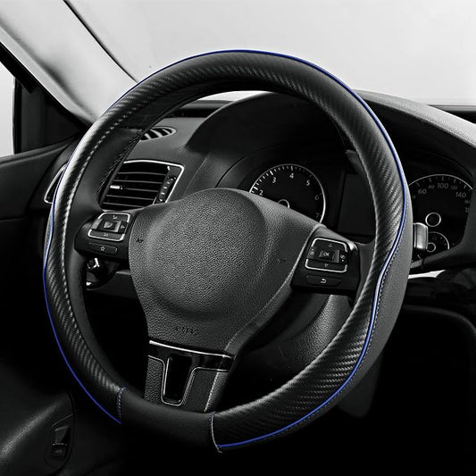 PIC AUTO Steering Wheel Cover, Sports Carbon Fiber and Super Breathable Leather by PICAUTO