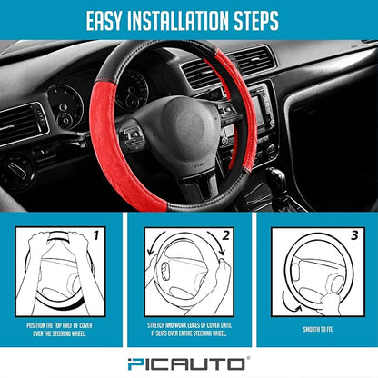 PIC AUTO Steering Wheel Cover, Silk Grain Leather Car Steering Wheel Protector - Image 7