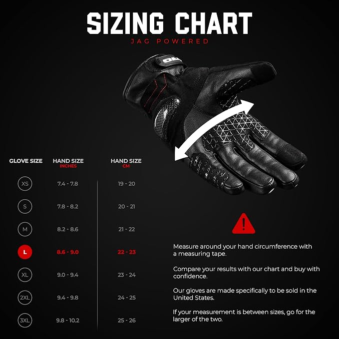 J.A.G. Leather Motorcycle Gloves - Image 6
