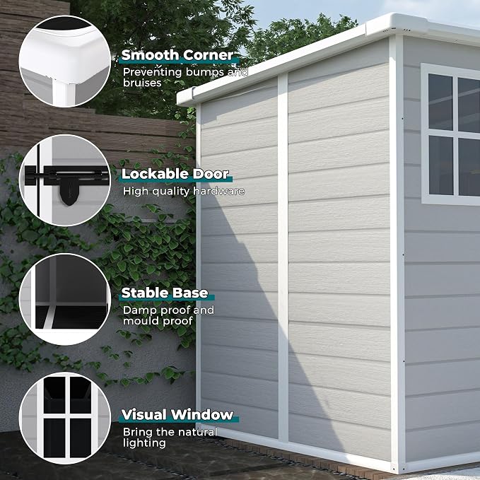 MyVoice 6x6 FT Outdoor Resin Storage Shed - Image 2