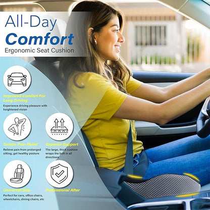 Car Seat Cushion, Ergonomic Memory Foam Car Cushion - Image 2