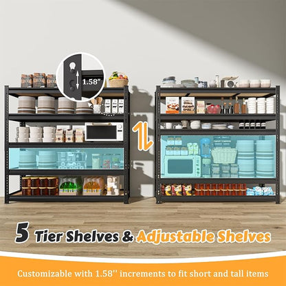 MUPATER 47.83" W x 23.82" D x 72.05" H Metal Storage Shelf, 5 Tier Adjustable - Image 6
