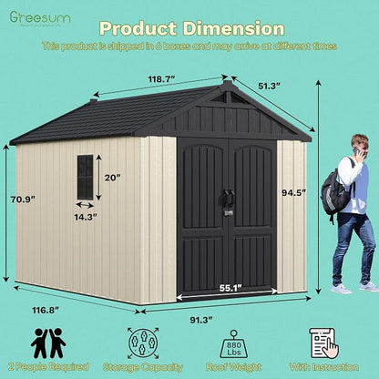 Greesum 8×10 FT Plastic Outdoor Storage Shed - Image 4