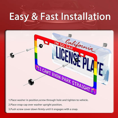 Gay License Plate Frame I'm so Gay I Can't Even Park Straight LGBT Funny - Image 3