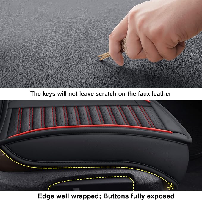 LINGVIDO Leather Car Seat Covers, Breathable and Waterproof Faux Leather - Image 6