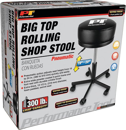 Performance Tool W85033 Extra-Thick Big Top Pneumatic Rolling Shop Stool - Image 9