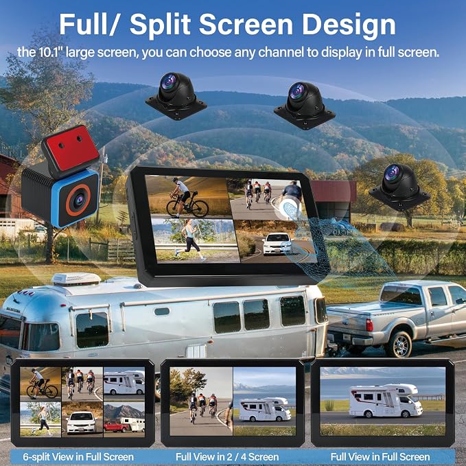 6CH RV Camera System 4G WiFi Live View GPS Tracking 10.1" AI Touch Screen - Image 5