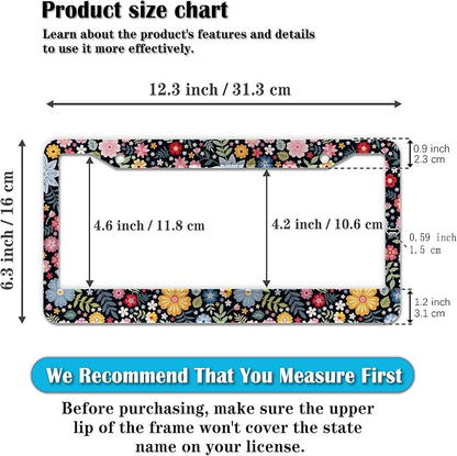 License Plate Protector Multicolor License Plate Frames Colorful Floral Flowers - Image 2