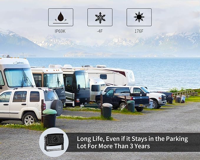 Fookoo Ⅱ 7" 1080P Wired Backup Camera System, 7-inch HD Dual Split Screen - Image 6