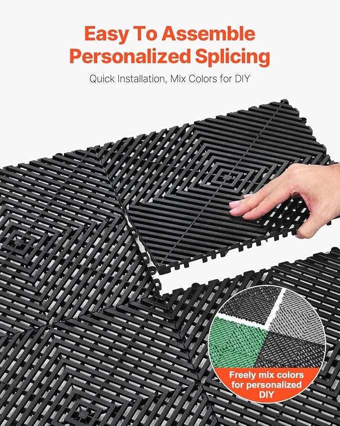 VEVOR Interlocking Drainage Mat, 12” x 12” Modular Interlocking Cushion - Image 5