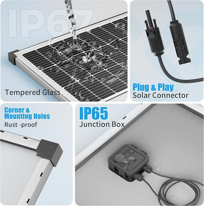 Solar Panel Charger Kit: 100W 12V Solar Panel - Image 2