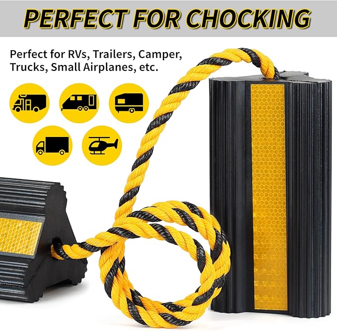 Heavy Duty Rubber Wheel Chocks, 2 Pair, Non-Slip Tire Stopper Blocks - Image 5