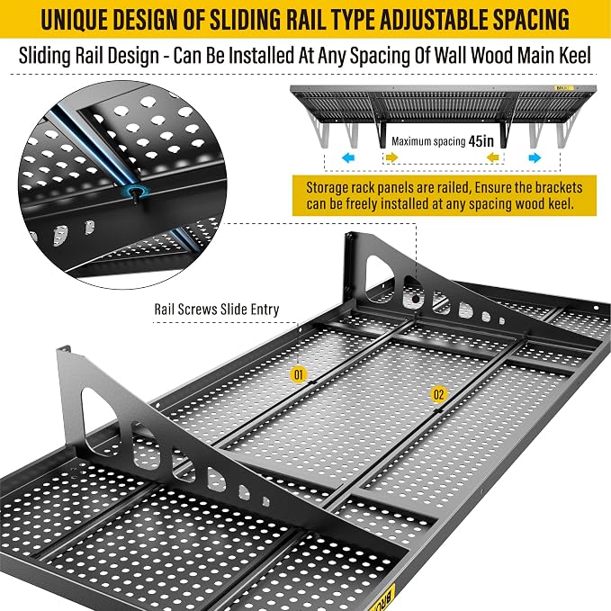 4Pack 1.64x4ft Adjustable Metal Garage Wall Shelving Heavy Duty Garage Storage - Image 3