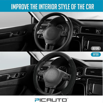 PIC AUTO Steering Wheel Cover, Silk Grain Leather Car Steering Wheel Protector - Image 5