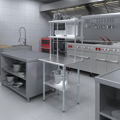 Amgood Stainless Steel Work Table Double Tier Overshelf | Metal Kitchen Prep - Image 4