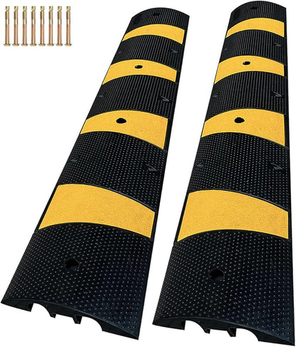 2 Channel Rubber Speed Bumps Humps, 6 Feet Long Traffic Driveway Ramp by Unknown