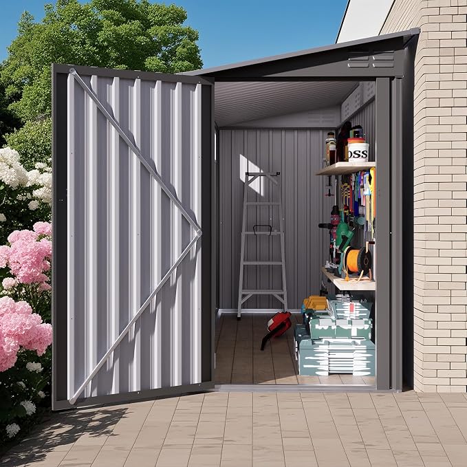 4 x 9 FT Lean to Shed with Windows, Metal Sheds & Outdoor Storage with 2 Vents by Unknown