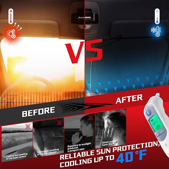 Windshield Sun Shade for 2013-2019 Ford Escape SUV Foldable Sun Sunshade for - Image 4