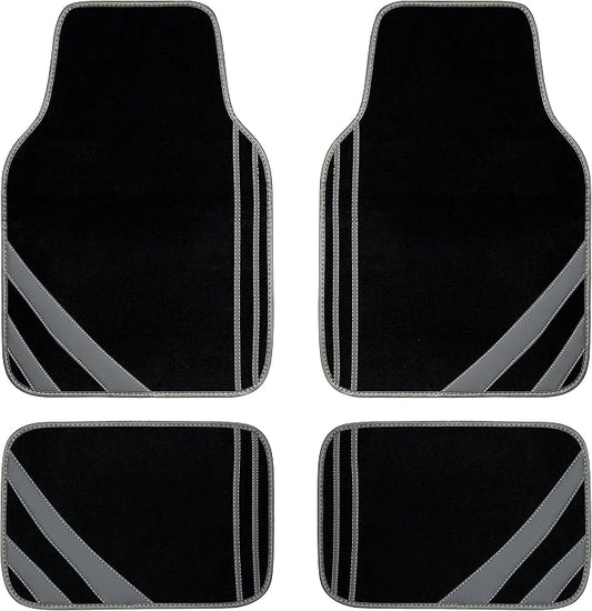 CAR PASS Carpet Car Floor Mats, Edge Leather Waterproof Car Mats by CARPASS
