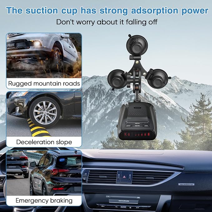 Radar Detector Mount, Triangular Suction Cup Mount, Windshield Radar Detector - Image 6