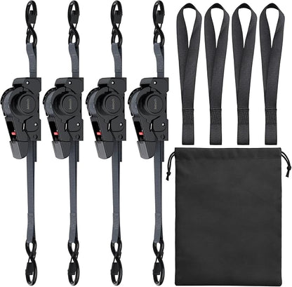 Justech 4 Pack Retractable Ratchet Straps, 1 in x 11.6 ft-1411 lbs Break - Image 7