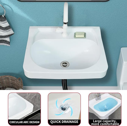 Wall Mount Bathroom Sink 19.7*15.3 No-Drill Installation Self-Adhesive Wash - Image 5