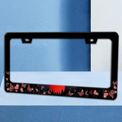 Red Moon Butterfly License Plate Frame Night Forest License Plate Holders Funny - Image 2