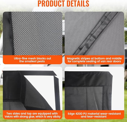83''H x 59''W Van Bug Screen Side Door Sliding Door Window Covers - Image 6