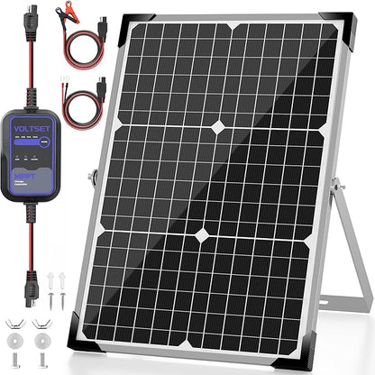 Solar Panel Kit 30W 12V with MPPT Controller, Solar Battery Trickle Charger by Voltset