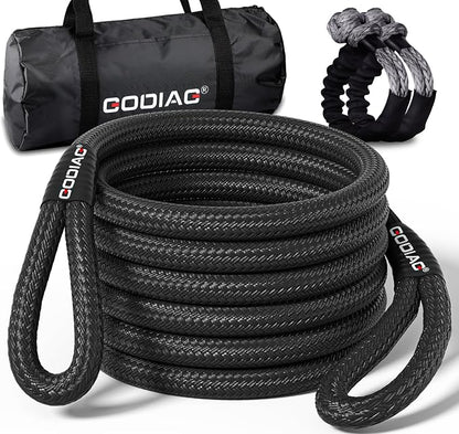 GODIAG 1"×30ft Kinetic Recovery Tow Rope Heavy Duty Energy Rope by GODIAG