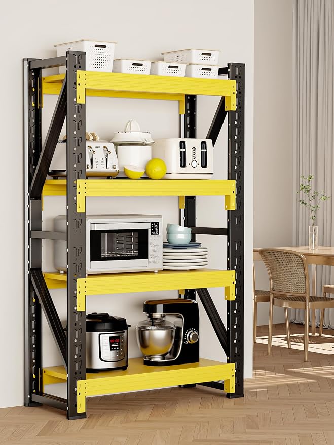 4-Tier Storage Shelves, Adjustable Industrial Metal Shelf System, 000lbs - Image 9
