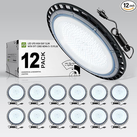 ASD LED High Bay UFO Light Fixture, Commercial Shop Lighting | Plug & Play Cable by ASDLightingCorporation