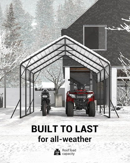13 x 21 FT Metal Carport, Heavy Duty Carports Reinforced Frame and Steel Roof - Image 6
