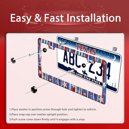 Personalized License Plate Frame American Flag License Plate Frames Funny Auto - Image 3