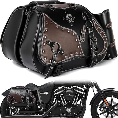 Motorcycle Saddlebags, 30L Leather Waterproof Side Saddle Bags by Unknown