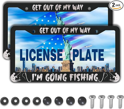 Car License Plate Frame Black and White License Plate Frames Get Out of My Way by Unknown