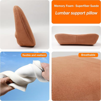 1P Lumbar Support Pillow, 15.5x8.7 Memory Foam, Superfiber Suede, Drive car - Image 3