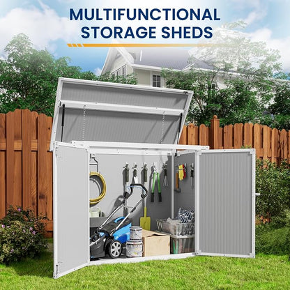 Amopatio 41 Cu Ft Horizontal Outdoor Storage Shed, Resin Trash Can Storage - Image 3