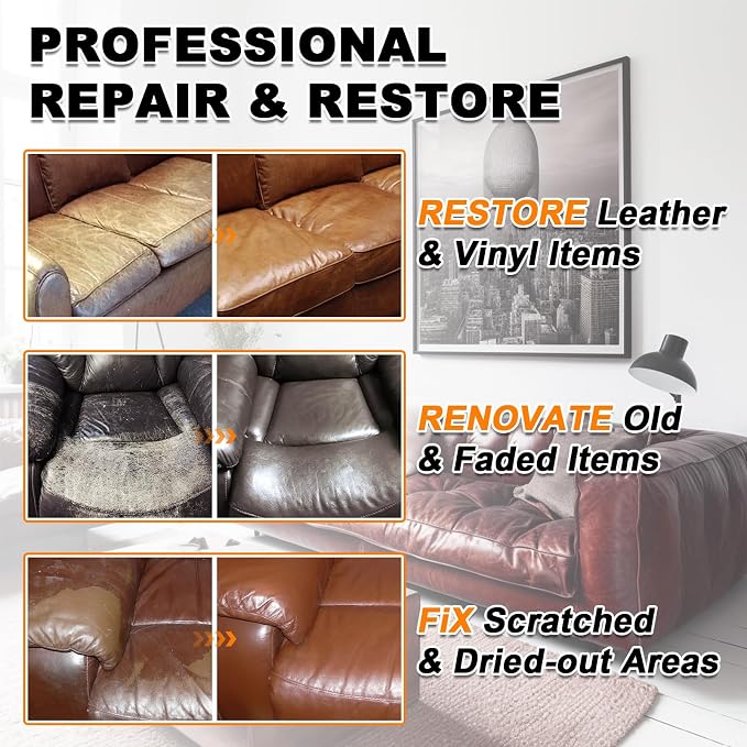 Cream White Leather Recoloring Balm, 12oz Leather Color Restorer - Image 3