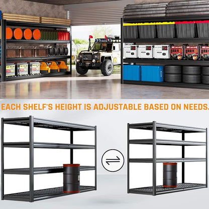 77" W Storage Shelves Heavy Duty Garage Shelving 4 Tier Metal Shelving Unit - Image 4
