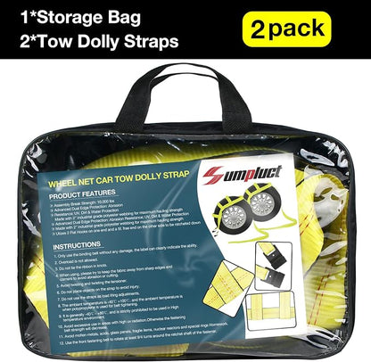 Tow Dolly Basket Straps with Flat Hook-2 Pack, Car Wheel Strap Tire Bonnet Net - Image 6