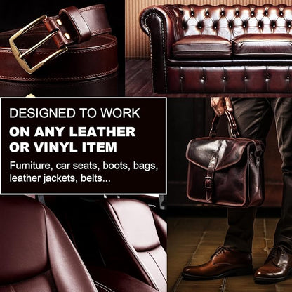 12oz Leather Recoloring Balm & 3.4oz Mink Oil Leather Conditioner kit, Maroon - Image 4