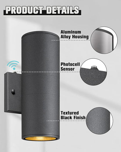 Ken & Ricky Outdoor Wall Light, Dusk to Dawn Sensor Exterior Light Fixture - Image 5