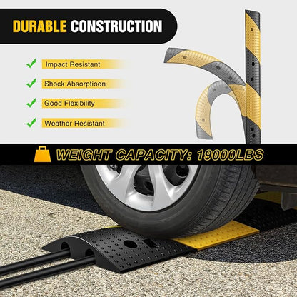 Nilight Rubber Speed Bump, 39.3" Heavy Duty 2 Channel Cable Protector Speed - Image 3