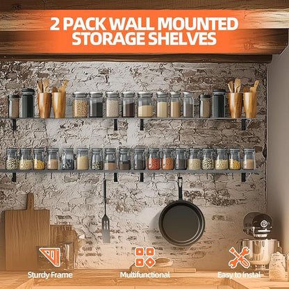 2-Pack 2x6ft Garage Wall Shelf, 72 inch Floating Shelf - Image 2