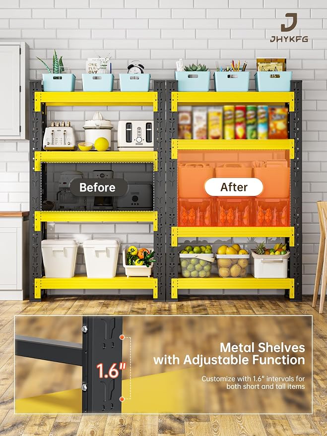 4-Tier Storage Shelves, Adjustable Industrial Metal Shelf System, 000lbs - Image 4