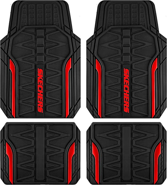 Skechers Car Floor Mats, Heavy Duty Rubber Car Mats Full Set, All Weather Floor by Skechers
